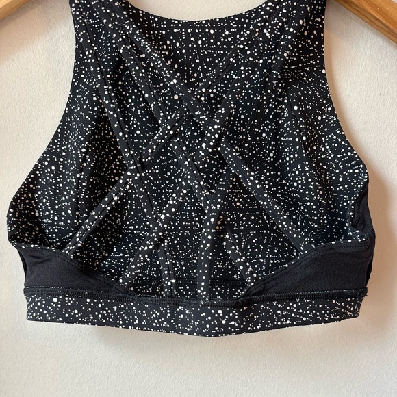 lululemon Free To Be Serene High Neck Bra Black White Speckle Size 4 - Picture 12 of 13